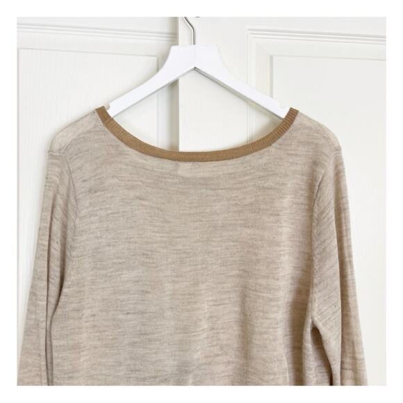 Garnet Hill Bird Nature Motif Oatmeal Brown Crewneck Sweater Wool Acrylic Sz XL - Picture 5 of 8